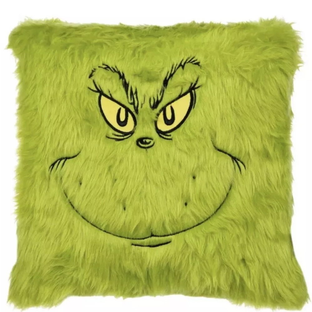 Green Grinch Furry Pillow